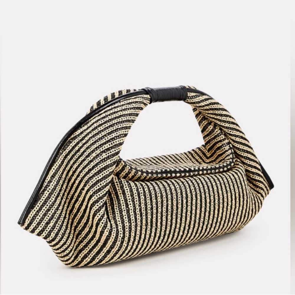 Staud | JETSON RAFFIA BAG | BLACK NATURAL STRIPE